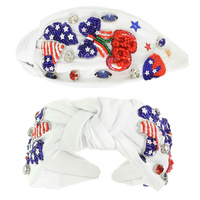 USA THEME CHERRY HEART HEADBAND